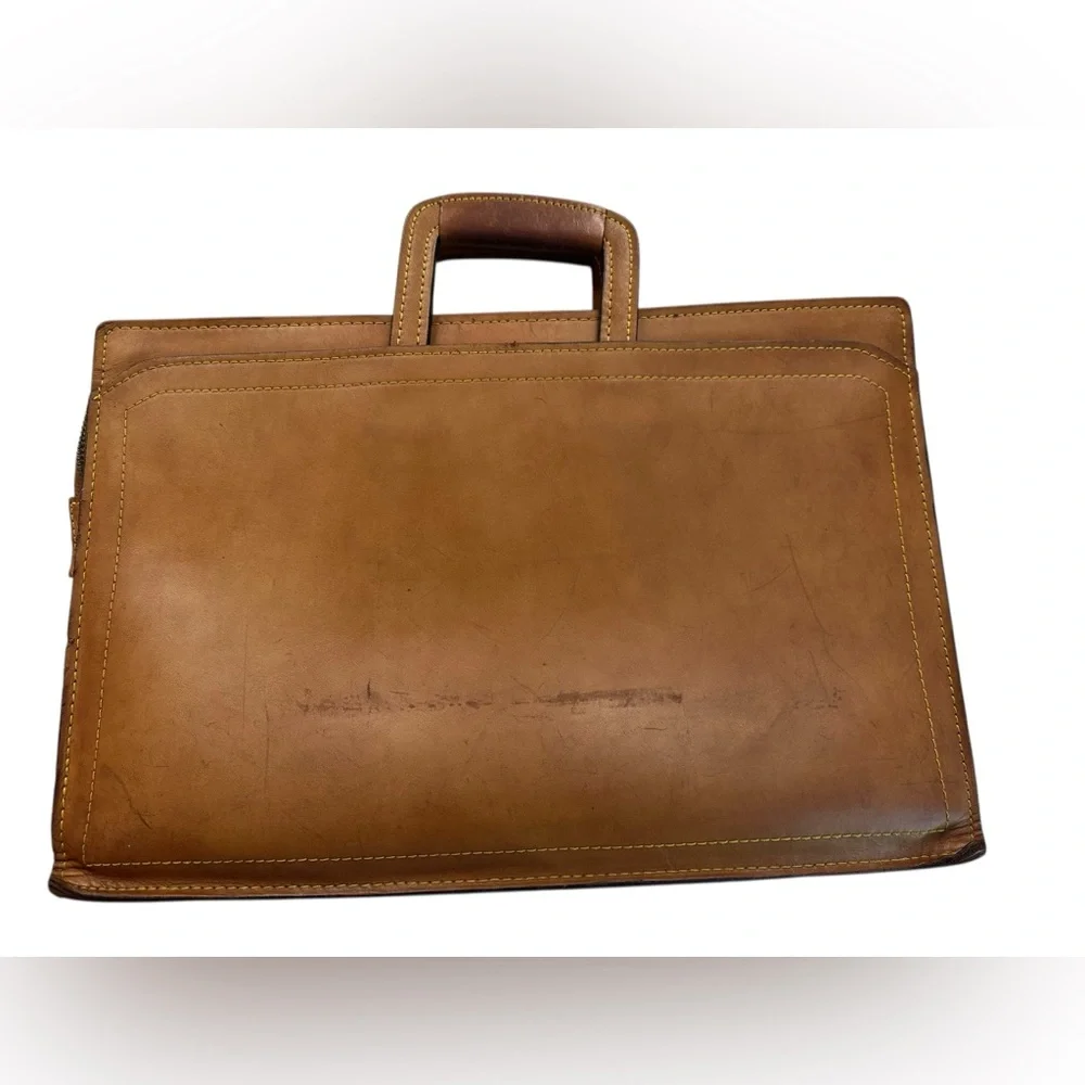 Vintage Retro Schlesinger Brothers Elegant Brown Saddle Leather Briefcase Bag